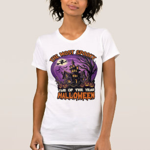 Meest Griezelige Halloween Spokenhuis Heks Pompoen T-shirt