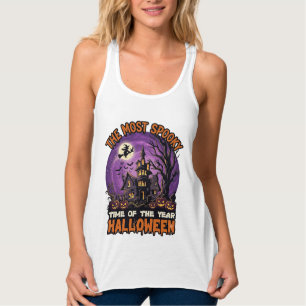 Meest Griezelige Halloween Spokenhuis Heks Pompoen Tanktop