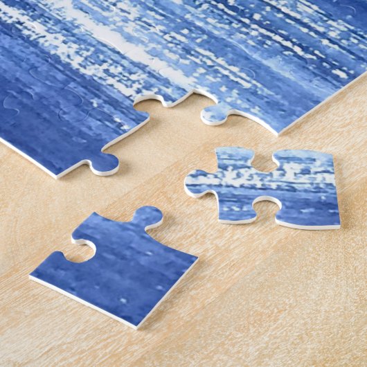 Meest moeilijke blauwe penseelstreken legpuzzel (Zijkant)