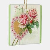 Meest mooie  roze rozen en hart keramisch ornament (Rechts)