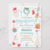 Meest Onederful Time Christmas 1e Verjaardagsfeest Kaart (Voorkant)