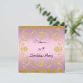 Meest populaire elegante roze gouduitnodiging kaart (Staand voorkant)