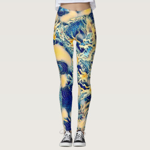 Meest populaire oude Chinese Dragon Scroll Art Leggings