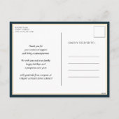 Meest Prachtige Tijd van het Jaar Blauw Script Bus Feestdagenkaart (Achterkant)