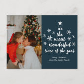 Meest Prachtige Tijd van het Jaar Blauwe Script Fo Feestdagenkaart (Voorkant)