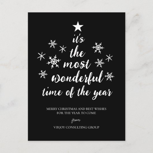 Meest Prachtige Tijd van het Jaar Zwart Script Bus Feestdagenkaart (Voorkant)