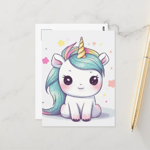 Meest Schattige Pastel Kawaii Eenhoorn Briefkaart