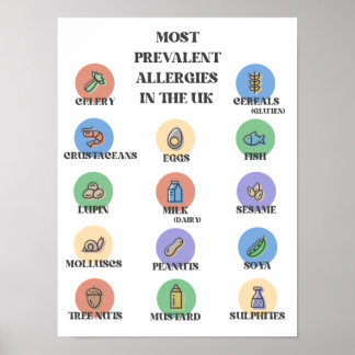 Meest voorkomende allergieën in het Verenigd Konin Poster
