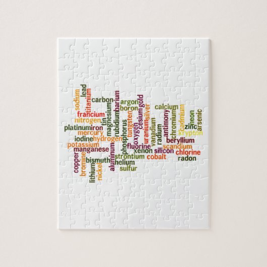 Meest voorkomende elementen (Word Cloud Chemistry) Legpuzzel (Verticaal)