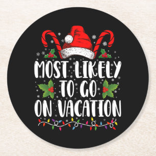 Meest waarschijnlijk gaan op vakantie kerst matchi ronde kartonnen onderzetter