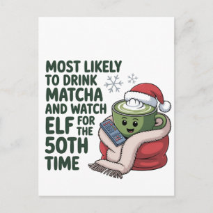 Meest Waarschijnlijk Matcha te Drinken en Elf Kers Uitnodiging Briefkaart