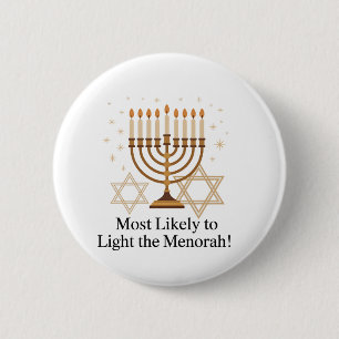 Meest Waarschijnlijk om de Menorah Hanukkah Joods Ronde Button 5,7 Cm