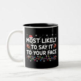 Meest Waarschijnlijk Om Het Tegen Je Gezicht Te Ze Tweekleurige Koffiemok