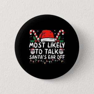 Meest waarschijnlijk om kerstman's oor van familie ronde button 5,7 cm
