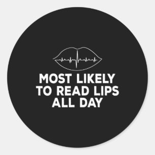 Meest waarschijnlijk om lippen te lezen Dove ASL G Ronde Sticker