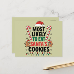 Meest waarschijnlijk om Santas Cookies Family Kers Briefkaart