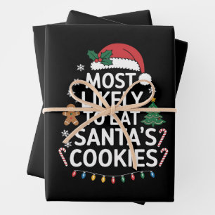 Meest waarschijnlijk om Santas Cookies Family Kers Inpakpapier Vel