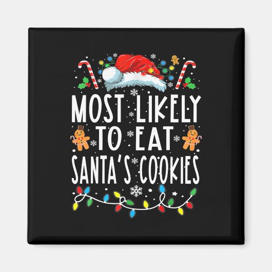 Meest waarschijnlijk om Santas Cookies Family Kers Magneet (Voorkant)