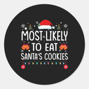 Meest waarschijnlijk om Santas Cookies Family Kers Ronde Sticker