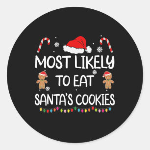 Meest waarschijnlijk om Santas Cookies Family Kers Ronde Sticker