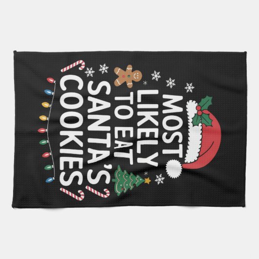 Meest waarschijnlijk om Santas Cookies Family Kers Theedoek (Horizontaal)