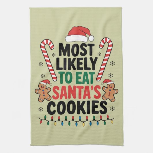 Meest waarschijnlijk om Santas Cookies Family Kers Theedoek (Verticaal)