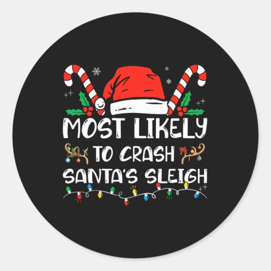 Meest waarschijnlijk om Santa's Sleigh Matching Fa Ronde Sticker (Voorkant)