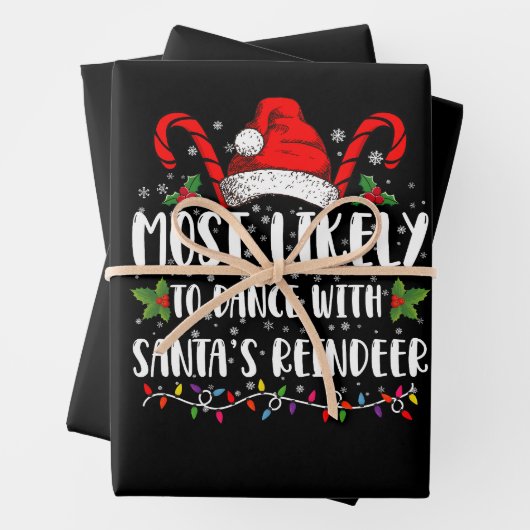 Meest waarschijnlijk om te dansen met Santa's rend Inpakpapier Vel (In situ)