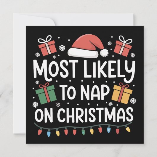 Meest waarschijnlijk om te dutten op kerst familie feestdagenkaart (Voorkant)