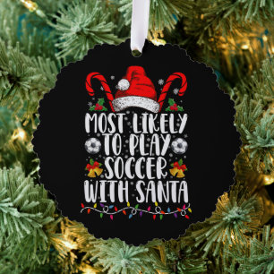 Meest waarschijnlijk om te voetballen met Kerstman Ornament Kaart