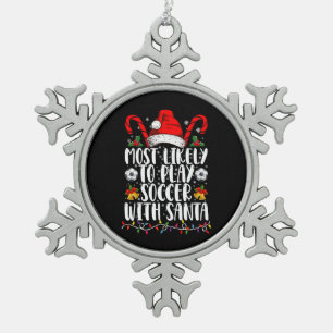 Meest waarschijnlijk om te voetballen met Kerstman Tin Sneeuwvlok Ornament