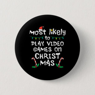Meest waarschijnlijk spelen Video Game Kerstmis fa Ronde Button 5,7 Cm