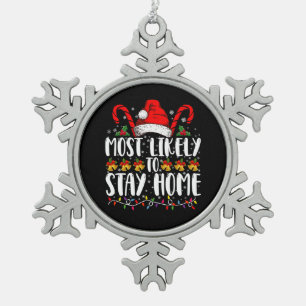 Meest Waarschijnlijk Thuisblijft Familie Kerstfees Tin Sneeuwvlok Ornament