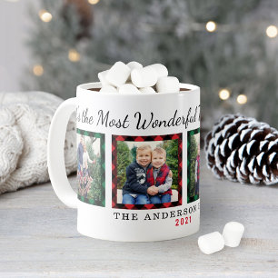 Meest wonderbaarlijke tijd geruite foto Kerstmis Koffiemok