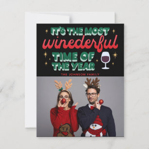 Meest Wonderful Time of the Year Red Script Foto Feestdagenkaart