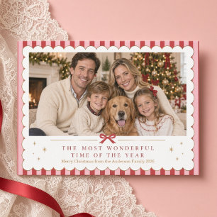 Meest Wonderschone Kerst Rode Roze Strik Familie F Feestdagenkaart
