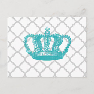 MEESTAL AQUA  GEKRONDE GRAY QUATREFOIL PATTERN BRIEFKAART