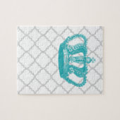 MEESTAL AQUA  GEKRONDE GRAY QUATREFOIL PATTERN LEGPUZZEL (Horizontaal)