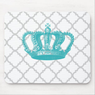 MEESTAL AQUA  GEKRONDE GRAY QUATREFOIL PATTERN MUISMAT
