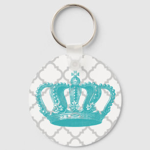 MEESTAL AQUA GEKRONDE GRAY QUATREFOIL PATTERN SLEUTELHANGER