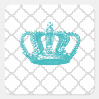 MEESTAL AQUA  GEKRONDE GRAY QUATREFOIL PATTERN VIERKANTE STICKER