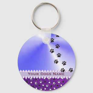 Meestal Gepersonaliseerd u Dog Paw Print en Glitte Sleutelhanger
