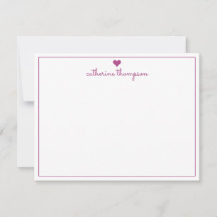 Meestal Paars Violet Heart Feminine Script Notitiekaartje