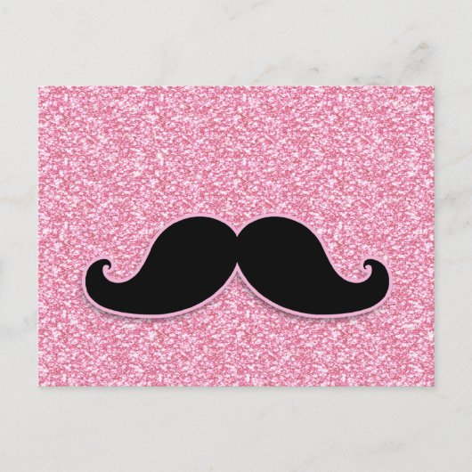 MEESTAL ZWARTE MUSTACHE PINK GLITTER AFGEDRUKT BRIEFKAART (Voorkant)