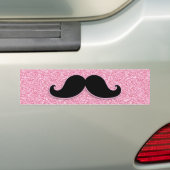 MEESTAL ZWARTE MUSTACHE PINK GLITTER AFGEDRUKT BUMPERSTICKER (Op auto)