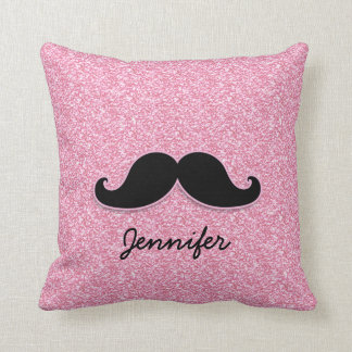 MEESTAL ZWARTE MUSTACHE PINK GLITTER AFGEDRUKT KUSSEN
