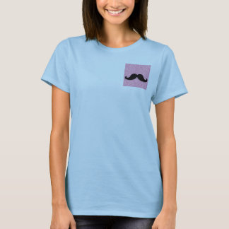 MEESTAL ZWARTE MUSTACHE PINK GLITTER AFGEDRUKT T-SHIRT