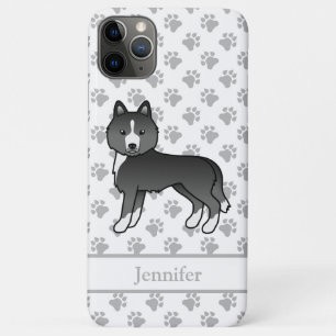 Meestal Zwarte Siberische Husky Cartoon Hond & Naa iPhone 11 Pro Max Hoesje