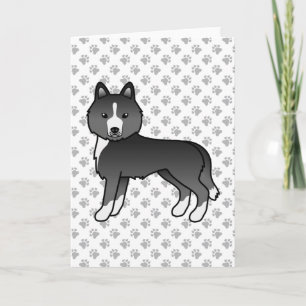 Meestal zwarte Siberische Husky Cute Cartoon-hond Kaart