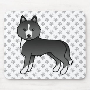 Meestal zwarte Siberische Husky Cute Cartoon-hond Muismat